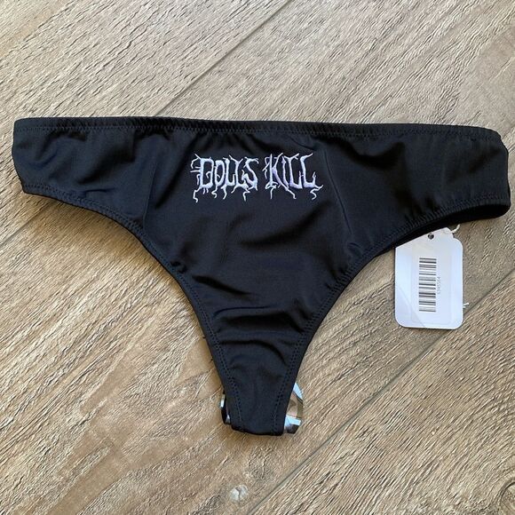 Dolls Kill Other - Dolls Kill Black Low Rise Panties Bikini Style Underwear w Embroidered Logo